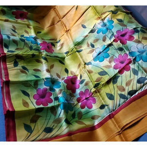 Women New Pure Silk Batik Handpaint Saree Designer W Blouse Piece Handloom